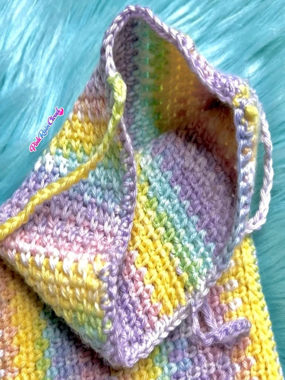 PinkRainCloud Handmade Pastel Crochet Book Pouch Sleeve Pouch Soft Textured